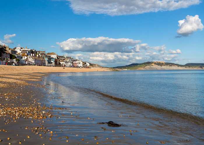 Lyme Bay ona blue sky day